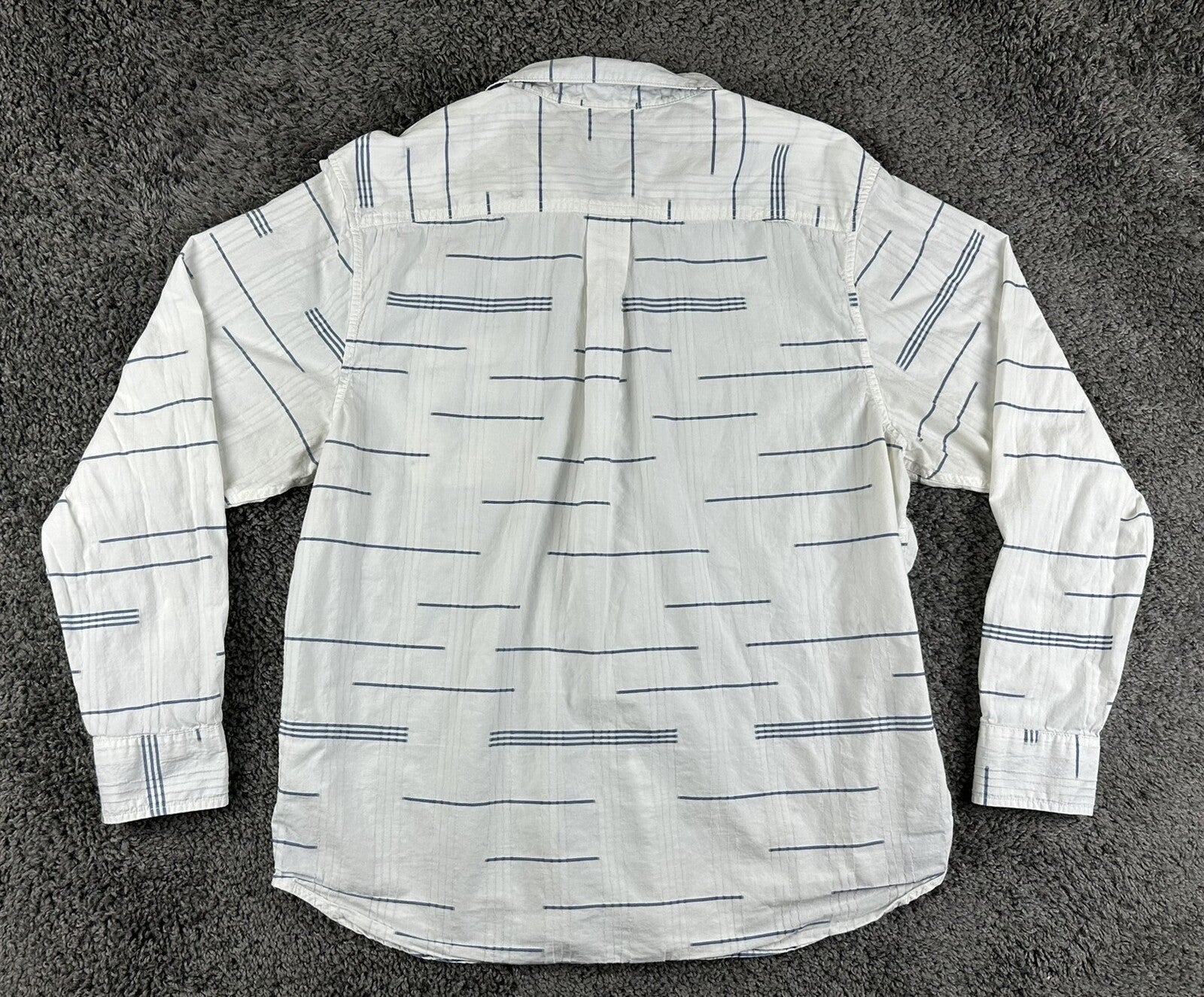 Tommy Bahama Mens XL Calm Sea Stripe Long Sleeve Button Front Shirt White Blue