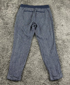 Athleta Stripe Bali 100% Linen Pants Womens Blue Stripe Drawstring Cuffed Sz 0