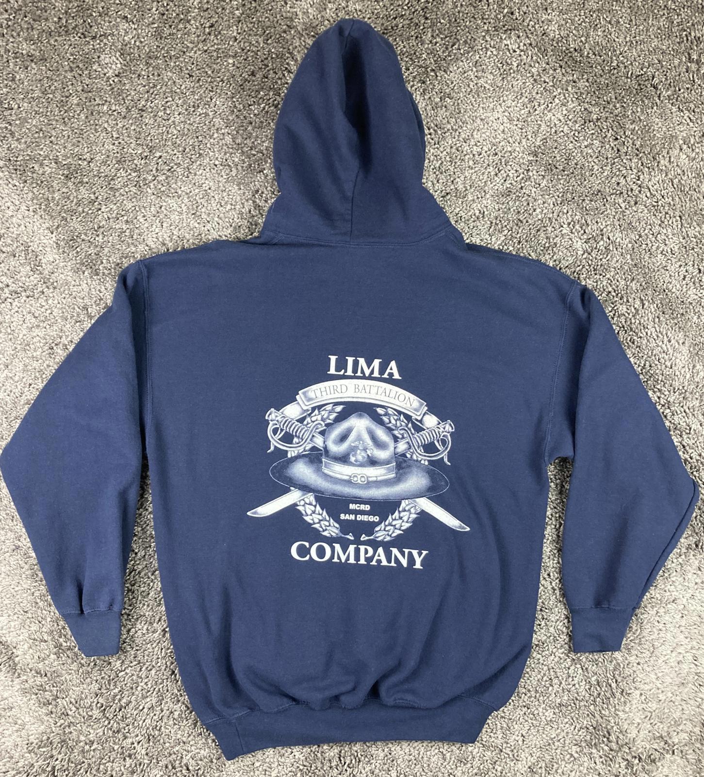 Lima Company 3rd Battalion MCRD San Diego Hoodie Navy Men's Size Large