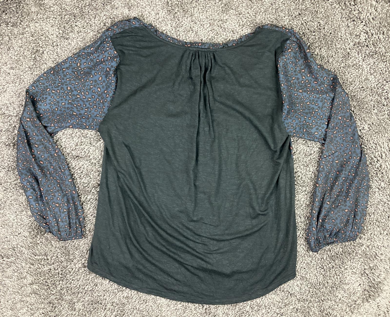 Dolan Collection By Anthropologie Navy Button Front Leopard Blouse Size Large