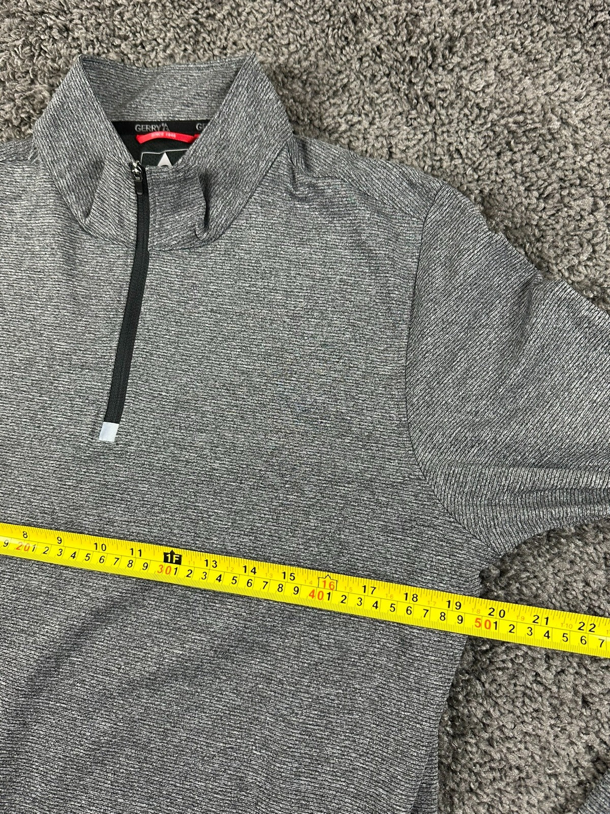 Gerry Mens Quarter Zip Pullover Gray Stretch Performance Long Sleeve Shirt Sz M