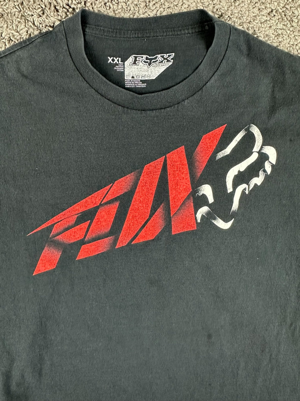 Fox Racing Mens Graphic T Shirt Size XXL Black Red Logo Motocross Y2K Dirt Bike