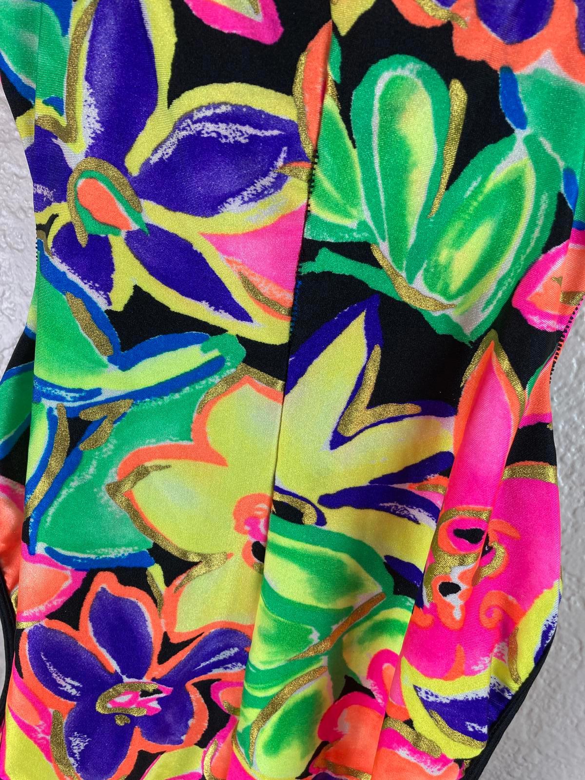 Azul Girls Swimsuit Multicolored 1-Piece Size 8 Youth – Textured Stretch Fabric