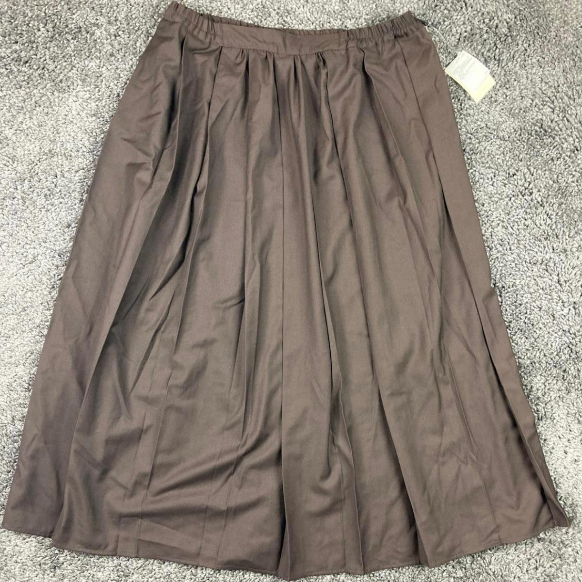 Ehka Sopo Long Pleated Skirt Brown Elastic Waist One Size NWT