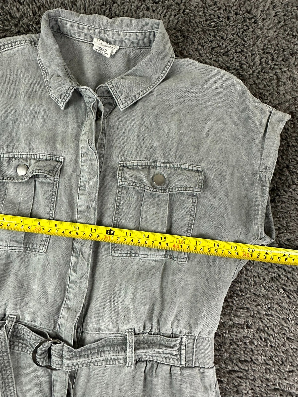 Nicole Miller New York Womens Utility Jumpsuit Size 8 Gray Linen Blend Belted