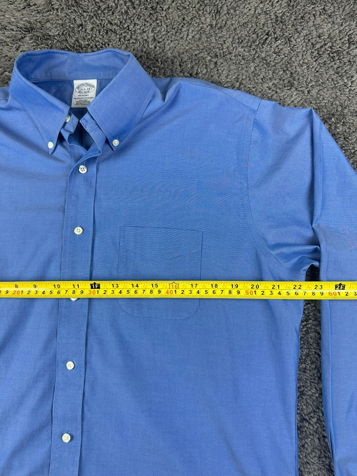 Brooks Brothers Regent Mens Non Iron Supima Cotton Dress Shirt Blue 16.5/34