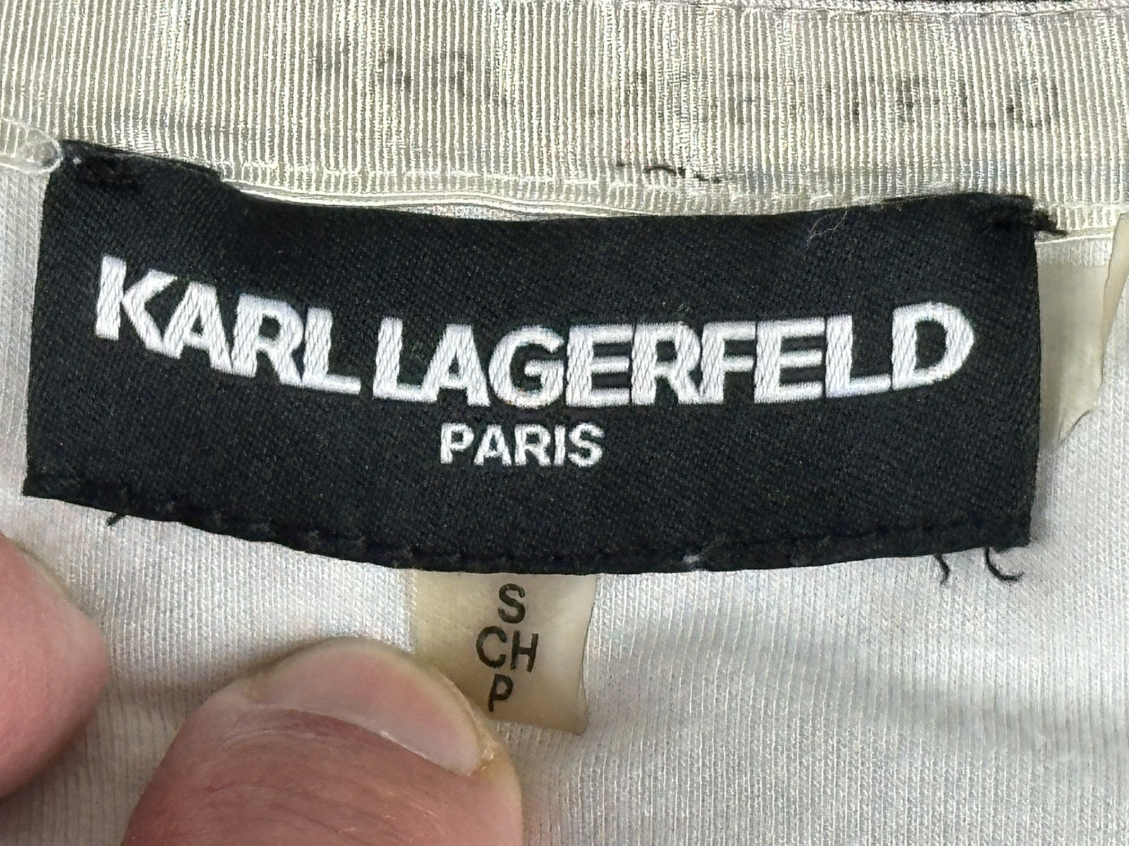 Karl Lagerfeld Paris Womens Small Track Jacket White Black Snap Sleeve Full Zip