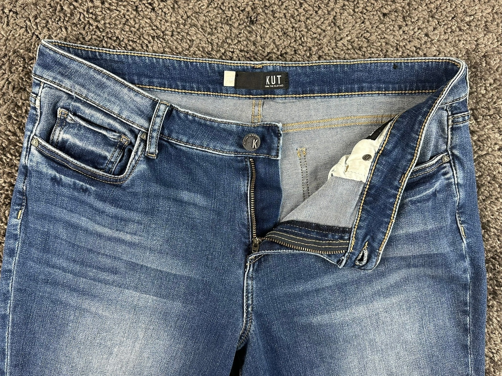 KUT from the Kloth Kelsey Flare Jeans Womens 16P High Rise Stretch Raw Hem