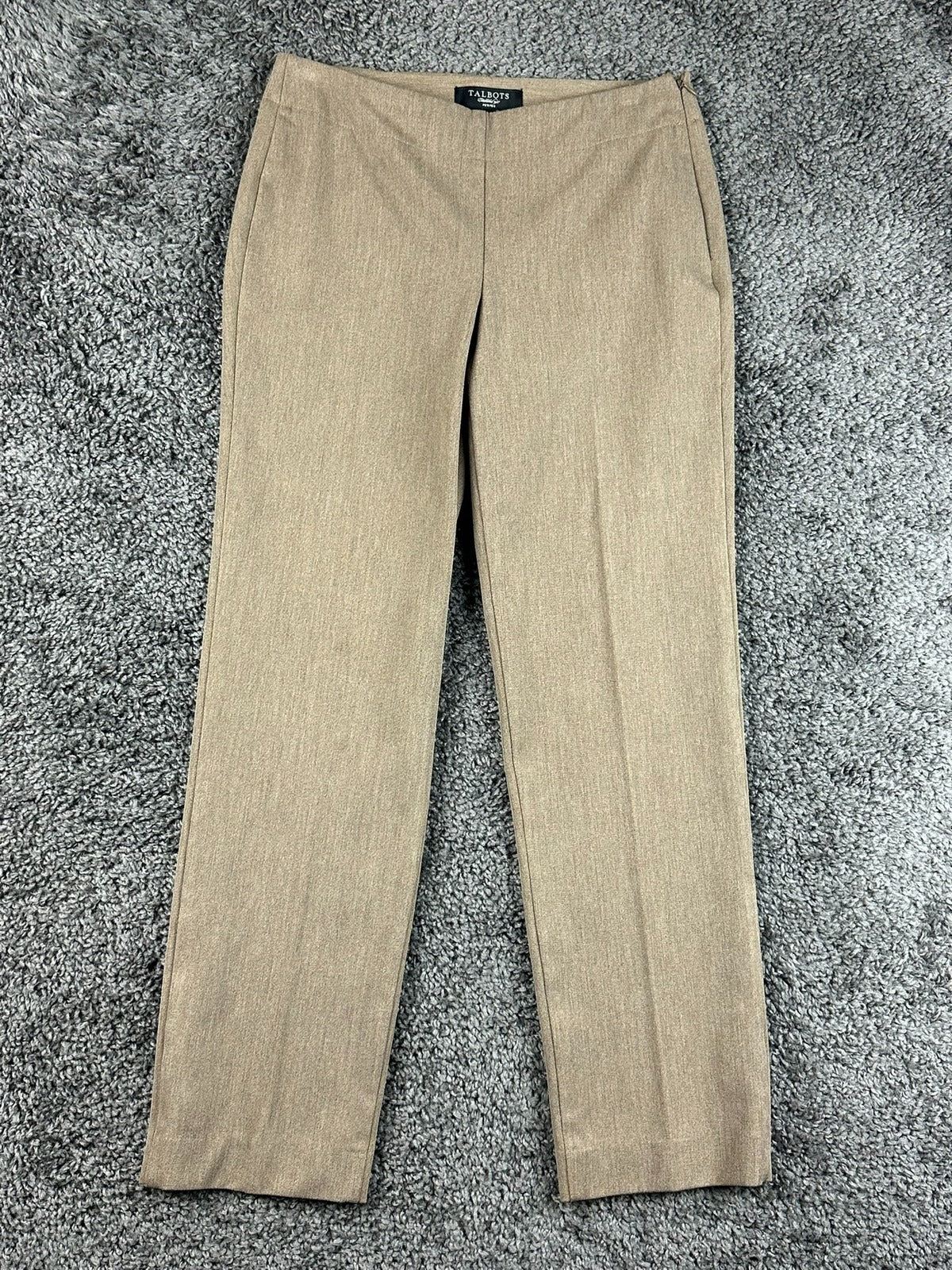 Talbots Petites Heritage Dress Pants Womens 2P Tan Beige Side Zip Straight Leg