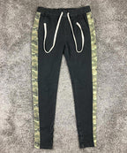 Kayden K Men's Black Skinny Pants Camo Side Stripe Ankle Zip Drawstring Size M
