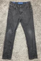 Levi's 502 Straight Fit Jeans Black Denim Stretch Dark Wash Youth Sz 16 (28x30)