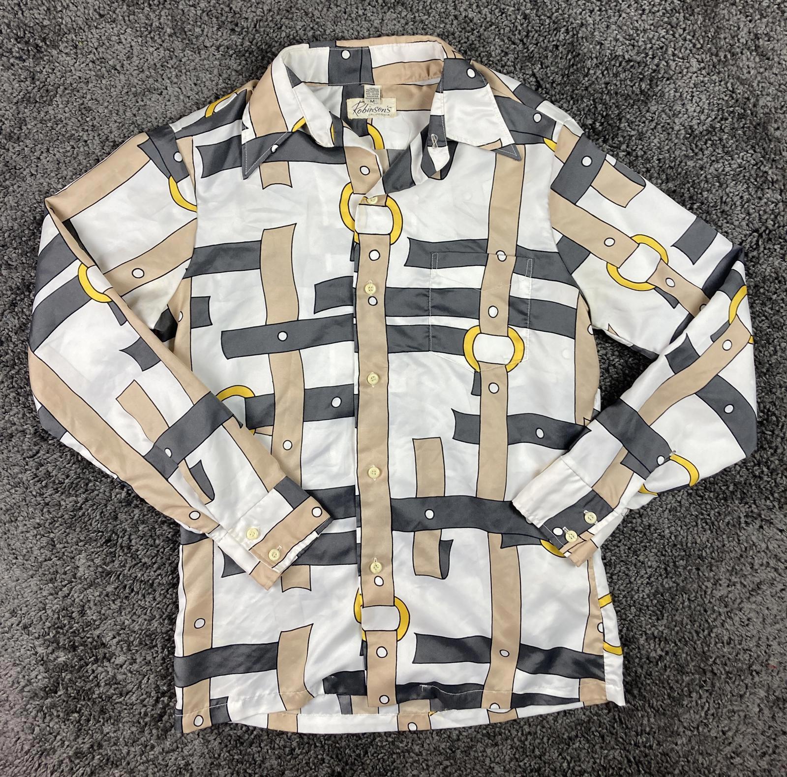 Robinsons California Shirt Vintage Men's Geometric Print Size Medium Long Sleeve