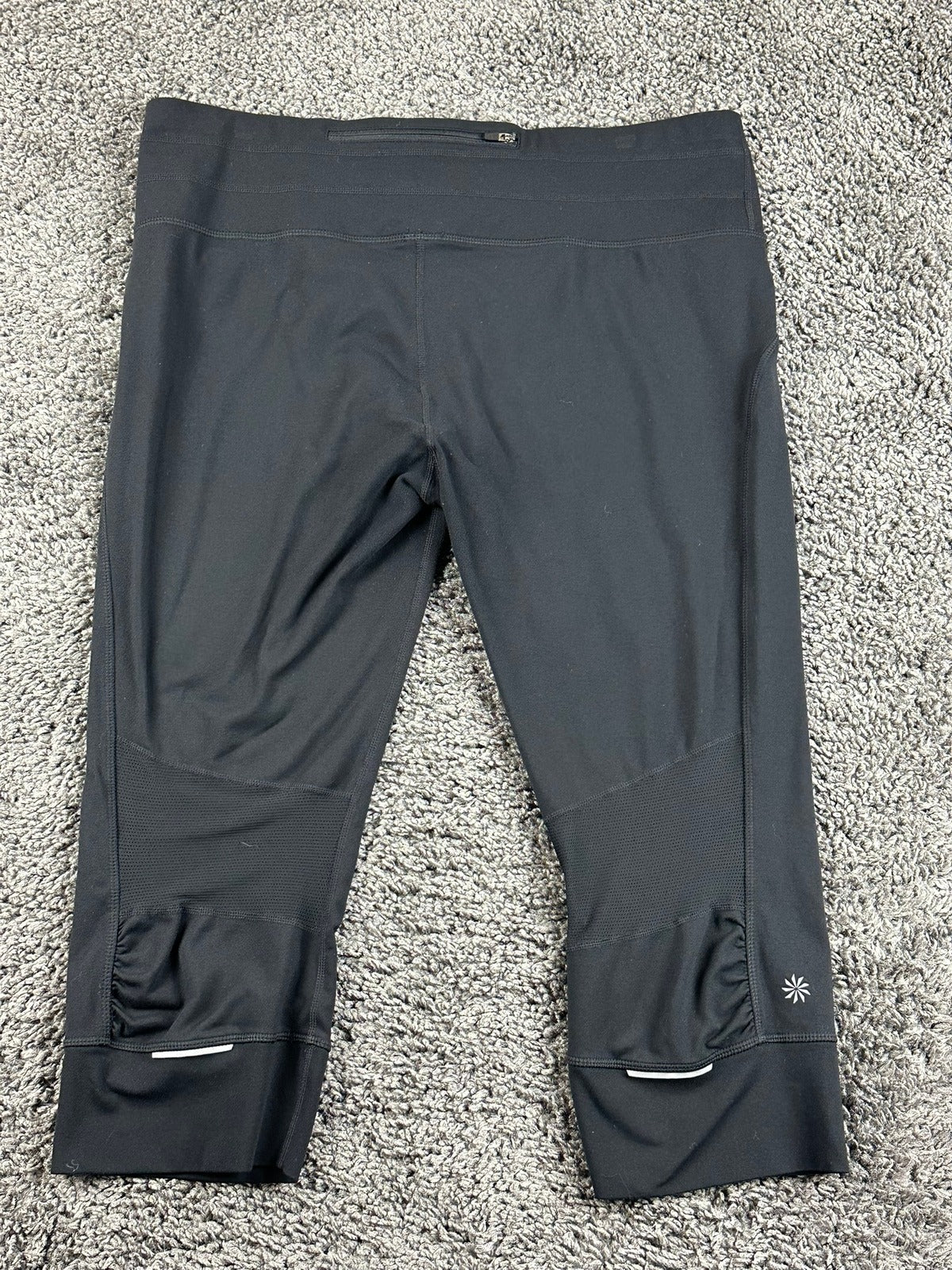 Athleta Relay Capri Leggings Black Womens XL Reflective Running Pants Workout