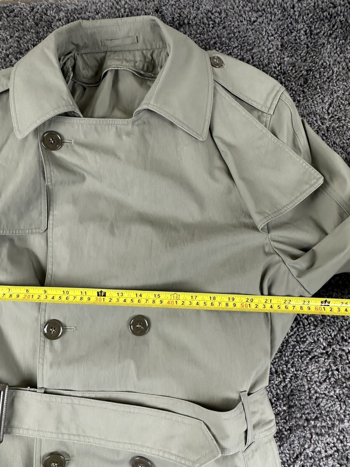 US Military Mens All Weather Trench Coat Belted Khaki 44 XL Overcoat Rain