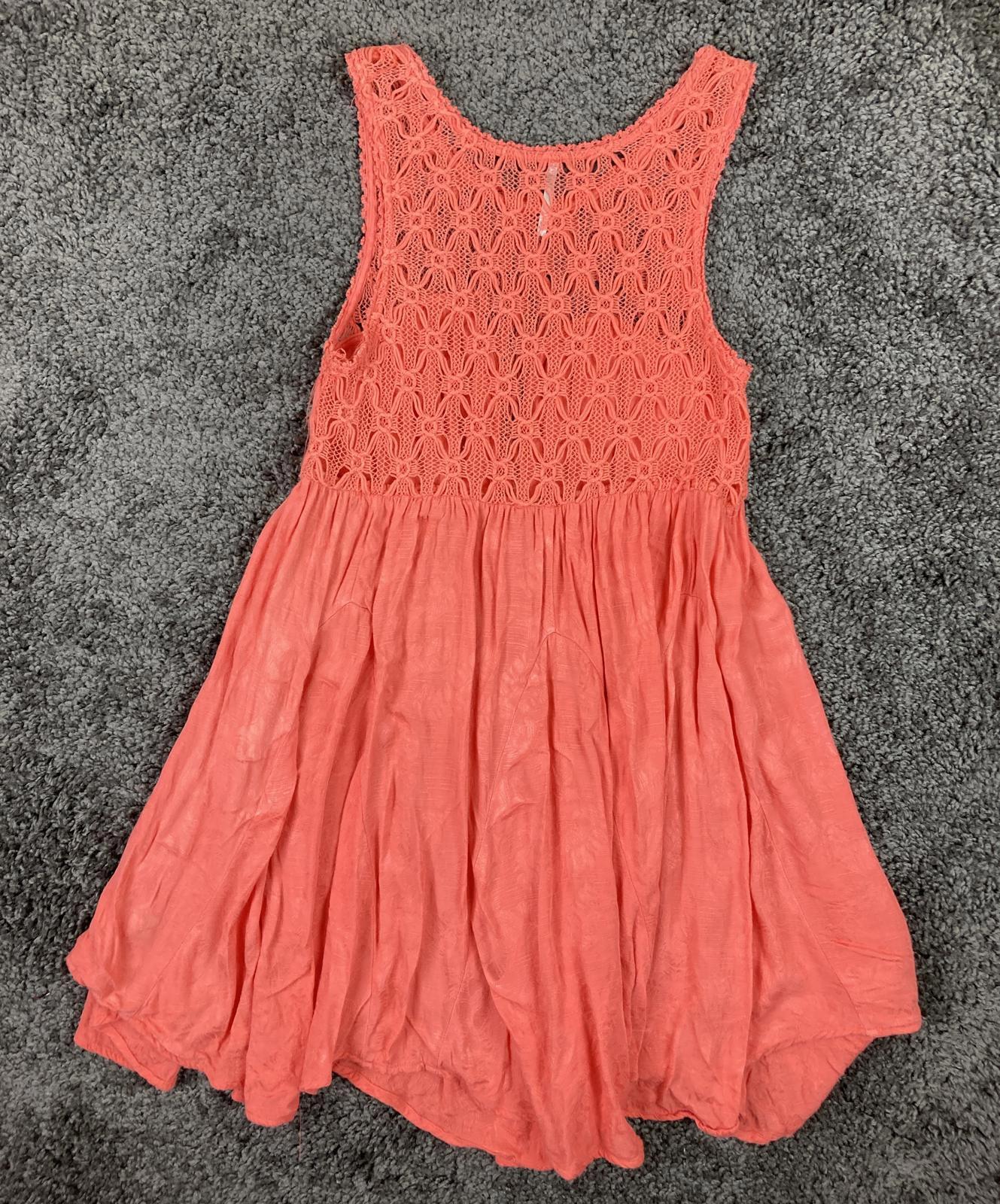 Free People Coral Crochet Lace Babydoll Mini Dress Women’s Sz S/P Boho Festival