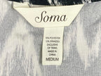 Soma Medium Black White Chevron Ikat Lace Handkerchief Hem Fit Flare Dress