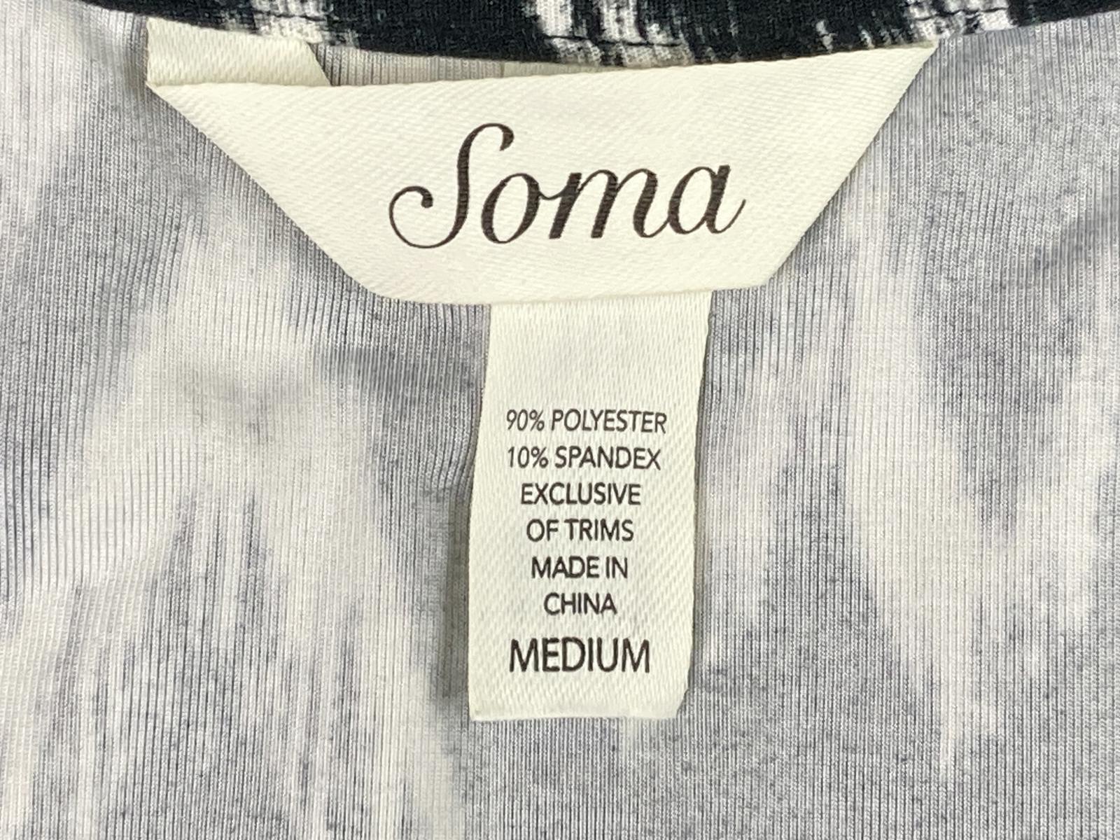 Soma Medium Black White Chevron Ikat Lace Handkerchief Hem Fit Flare Dress