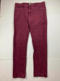 Stitches & Rivets Men’s Jeans Size 38x32 Burgundy 5-Pocket Rivet Denim, Zip Fly