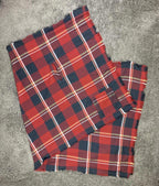 Grace & Lace Blanket Scarf Plaid Red Navy Fringe Wrap Shawl 72x38 in.