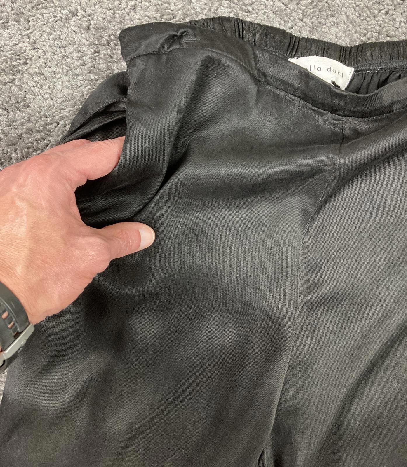 Bella Dahl Womens Black Wide Leg Pants High Waist Cupro Rayon Silky Pockets Sz M