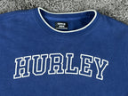 Hurley Mens M Blue Varsity Logo Crewneck Fleece Sweatshirt Ribbed Side Panels