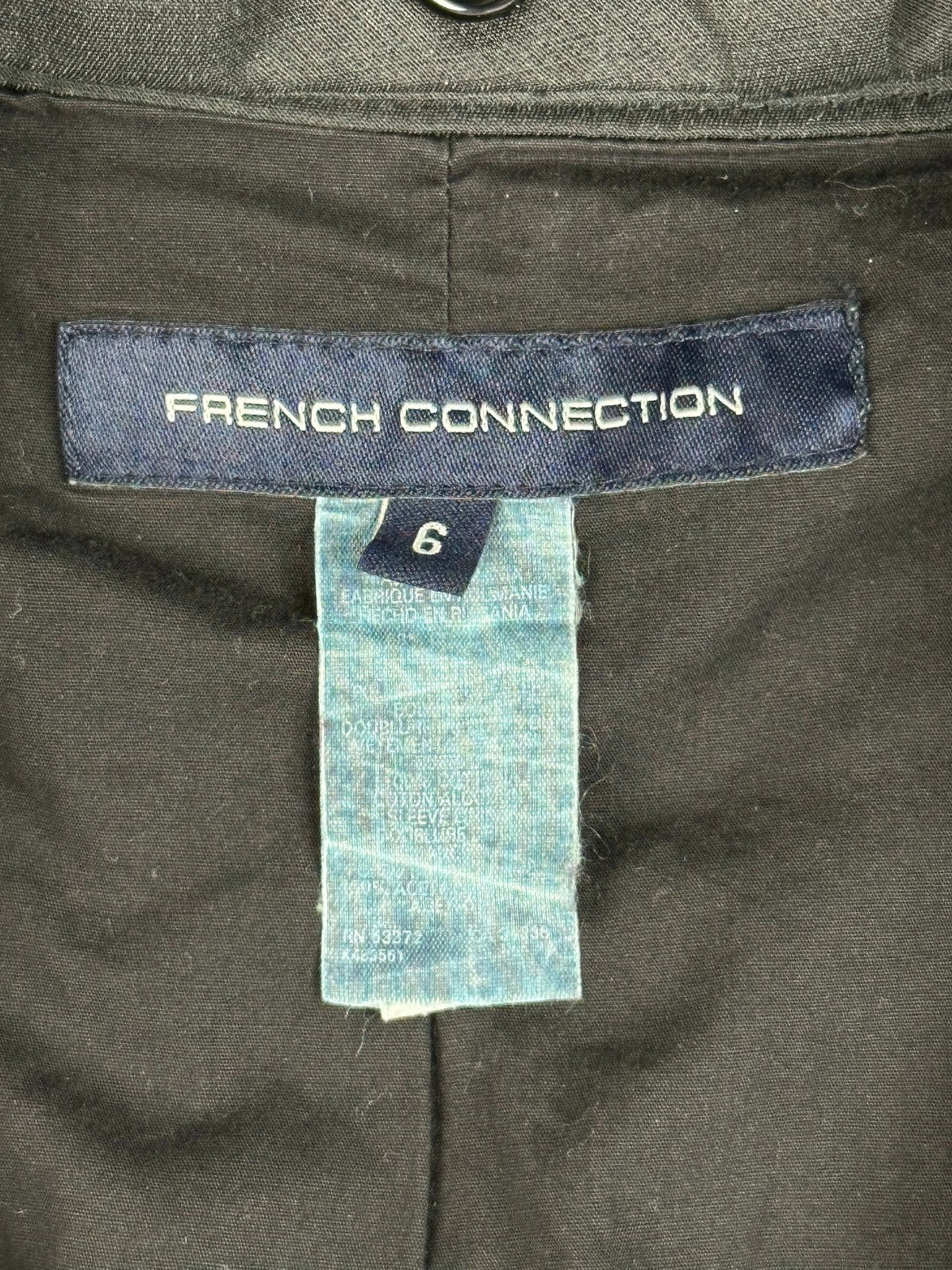 French Connection Womens Hooded Trench Coat Black Size 6 Anorak Rain Jacket