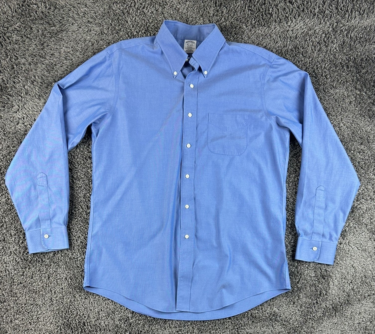 Brooks Brothers Regent Mens 16.5/35 Blue Non Iron Supima Cotton Dress Shirt