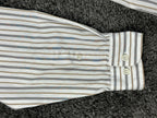 Faconnable Mens Striped Button Down Shirt White Gray Tan Size XL Relaxed Fit