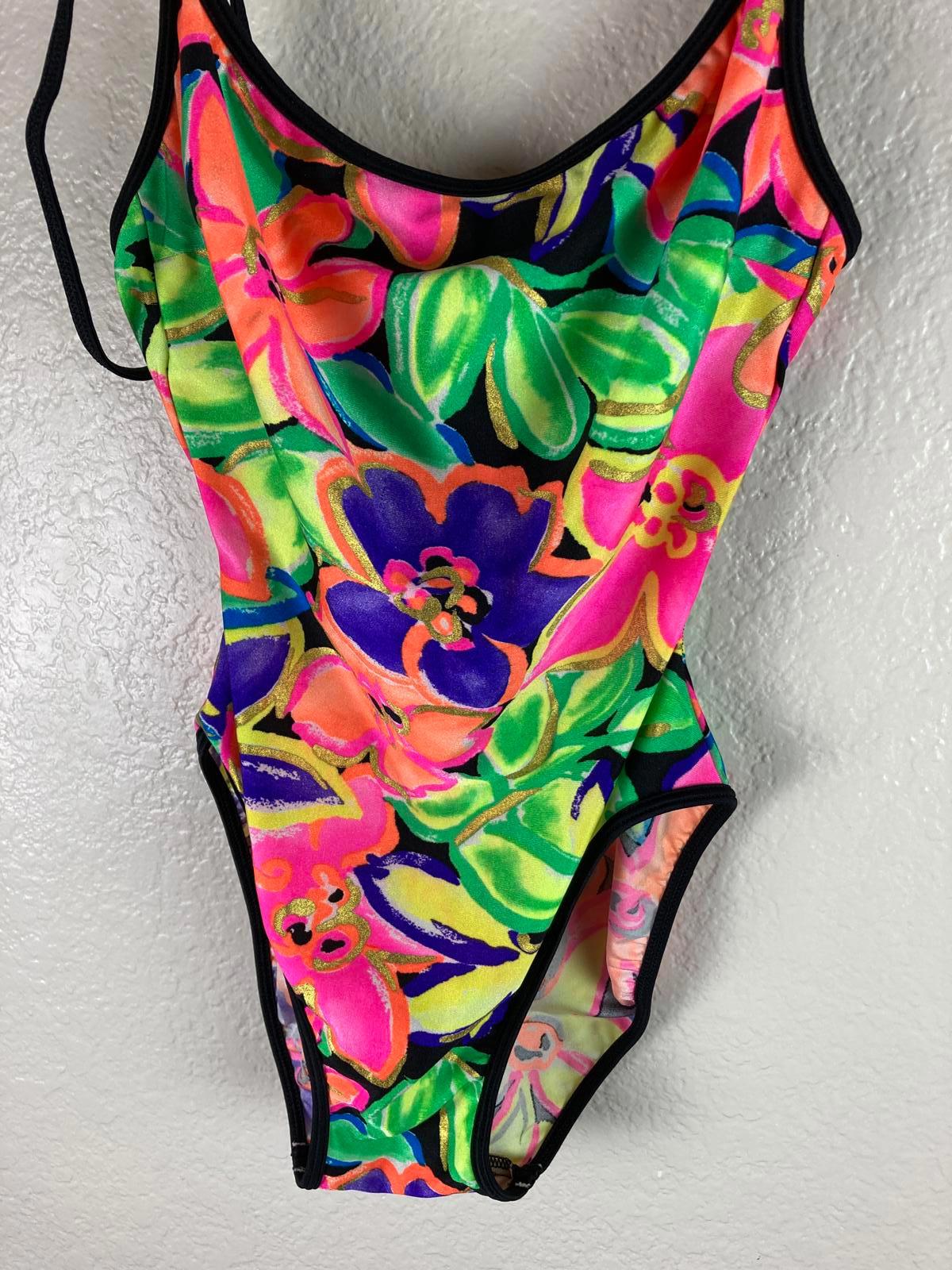Azul Girls Swimsuit Multicolored 1-Piece Size 8 Youth – Textured Stretch Fabric