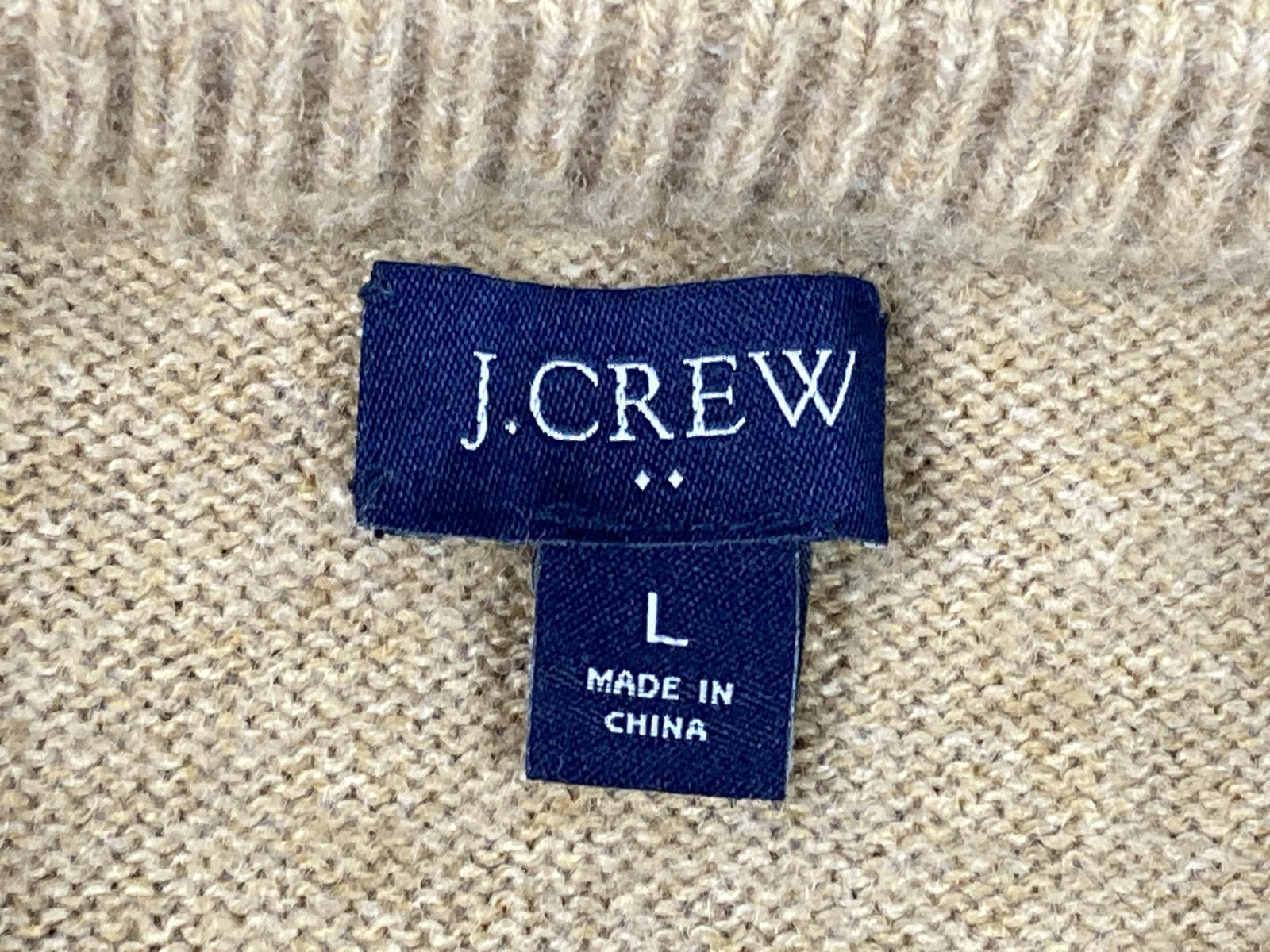 J.Crew Mens Fair Isle Lambswool Blend Sweater Large Tan Navy Cream Crewneck