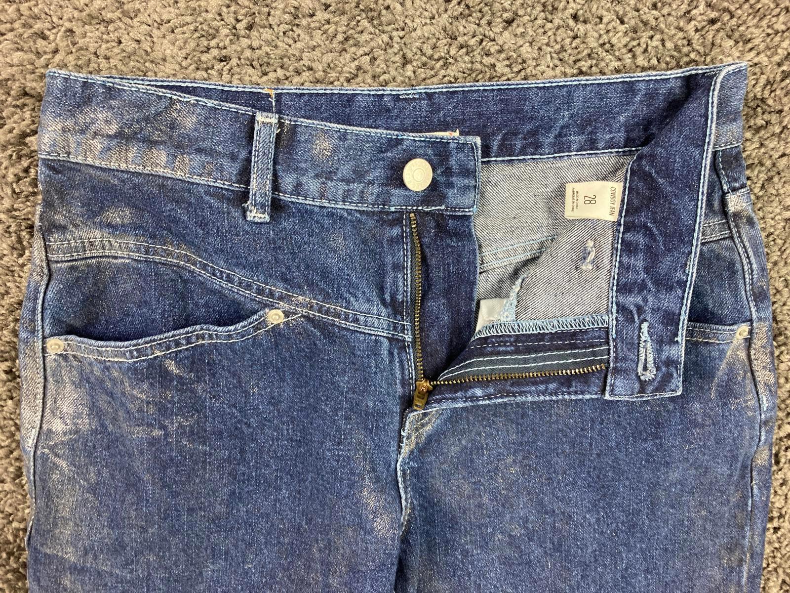 BDG Urban Outfitters Metallic Cowboy Jeans Women’s Blue Straight Leg Sz 28