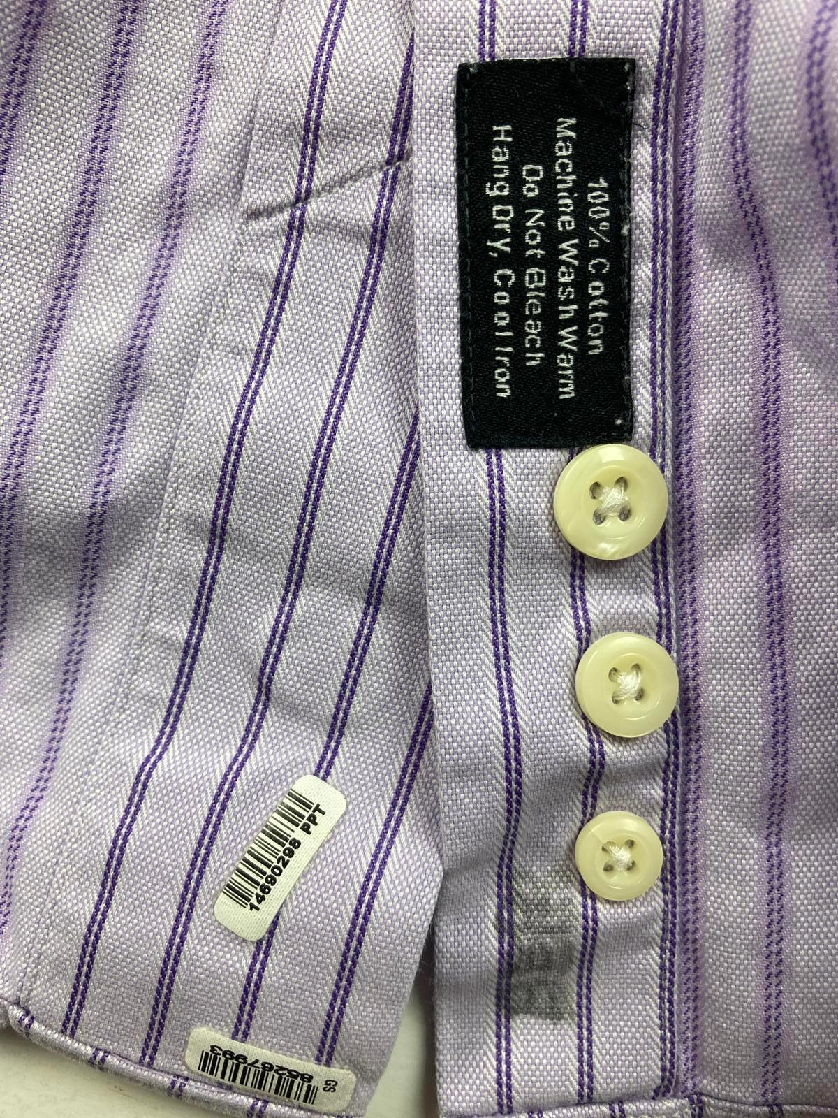 David Donahue Trim Fit Dress Shirt Mens Size 16 34/35 Lavender Pinstripe Cotton