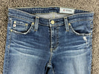 AG Adriano Goldschmied Legging Ankle Jeans Sz 27 Medium Wash Stretch Distressed