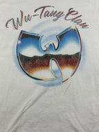 Wu Tang Clan T Shirt Mens Large White Graphic Rap Tee Airbrush Chrome Logo LG