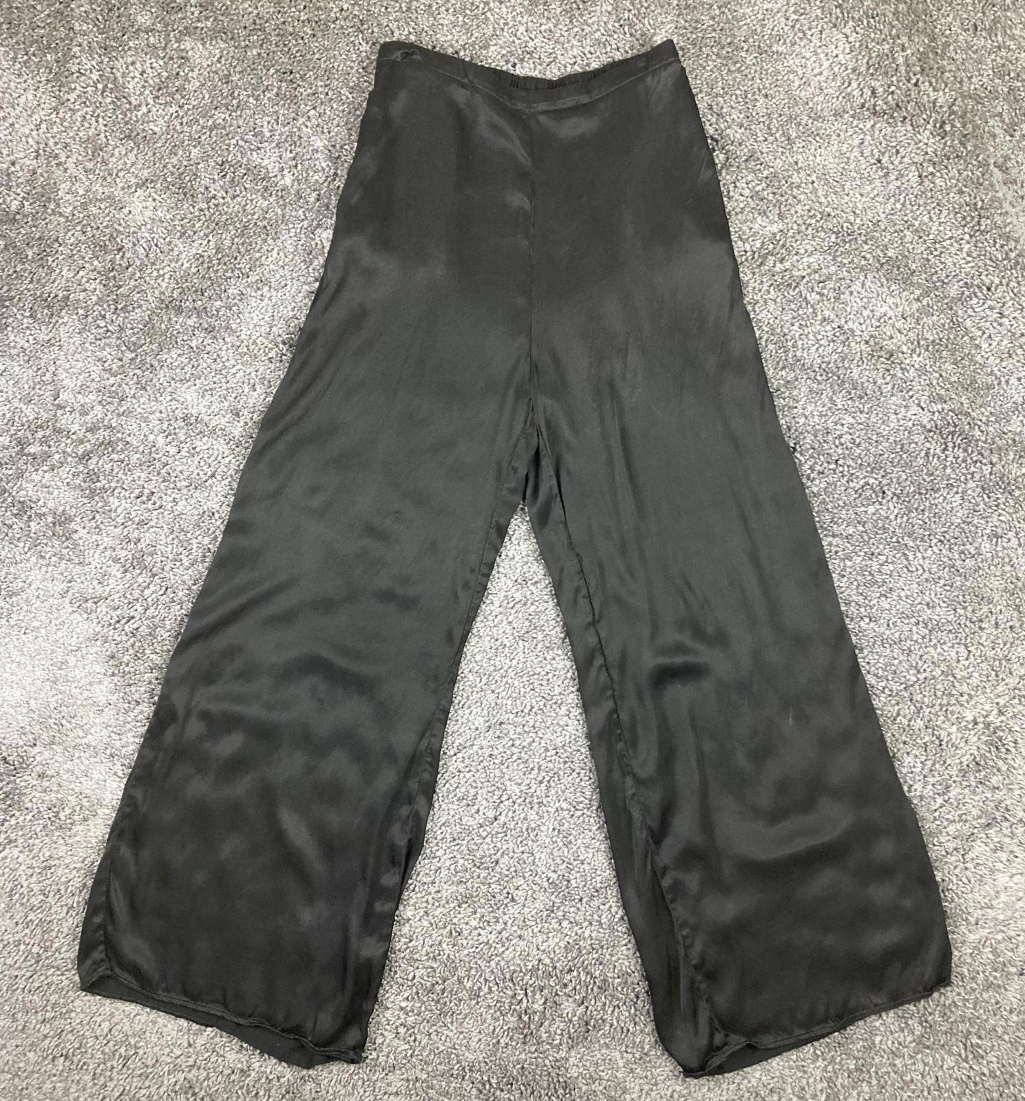 Bella Dahl Womens Black Wide Leg Pants High Waist Cupro Rayon Silky Pockets Sz M