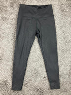 Beyond Yoga Leggings High Rise Women's Black Shiny Tonal Leopard USA Sz L