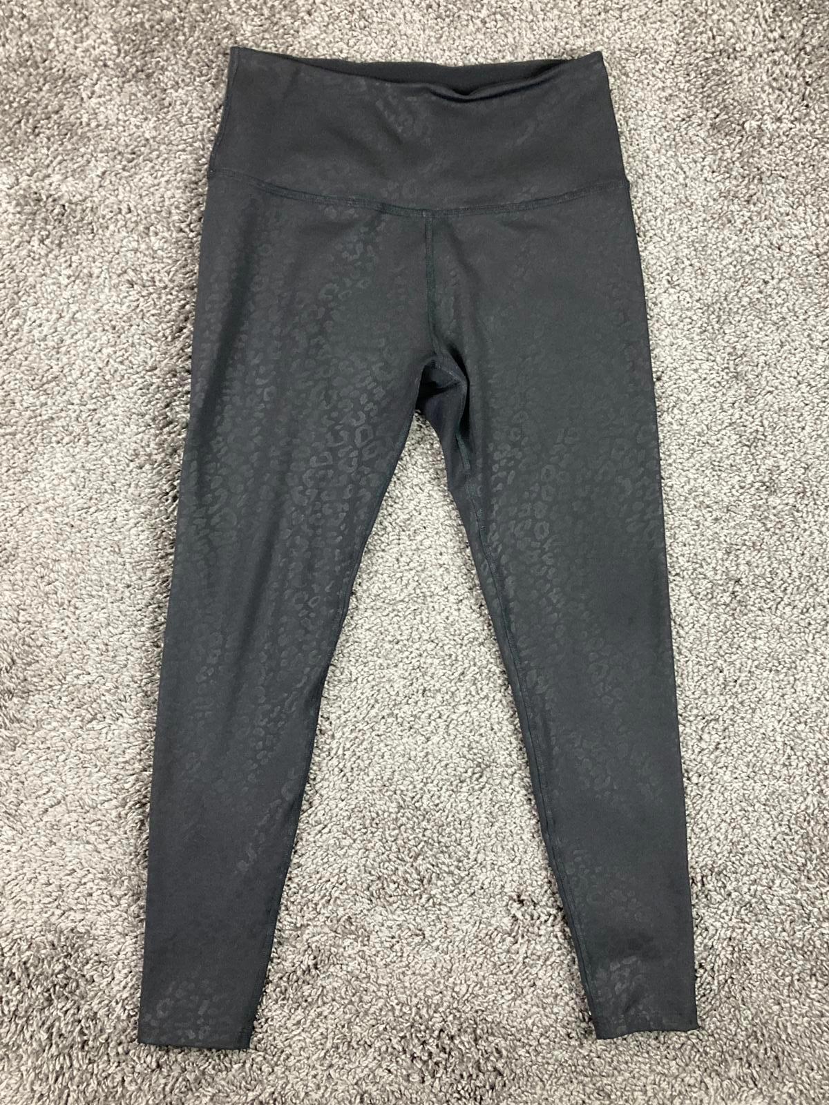 Beyond Yoga Leggings High Rise Women's Black Shiny Tonal Leopard USA Sz L