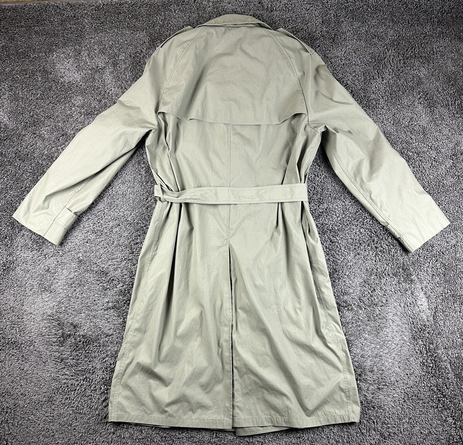 US Military Mens All Weather Trench Coat Belted Khaki 44 XL Overcoat Rain
