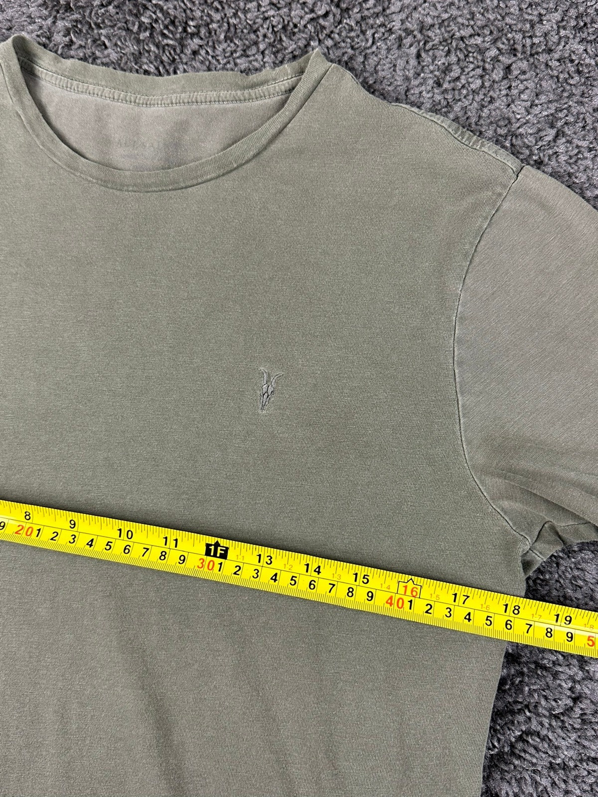 AllSaints Mens Ramskull Logo Crew Neck T Shirt Sage Green Size M Cotton