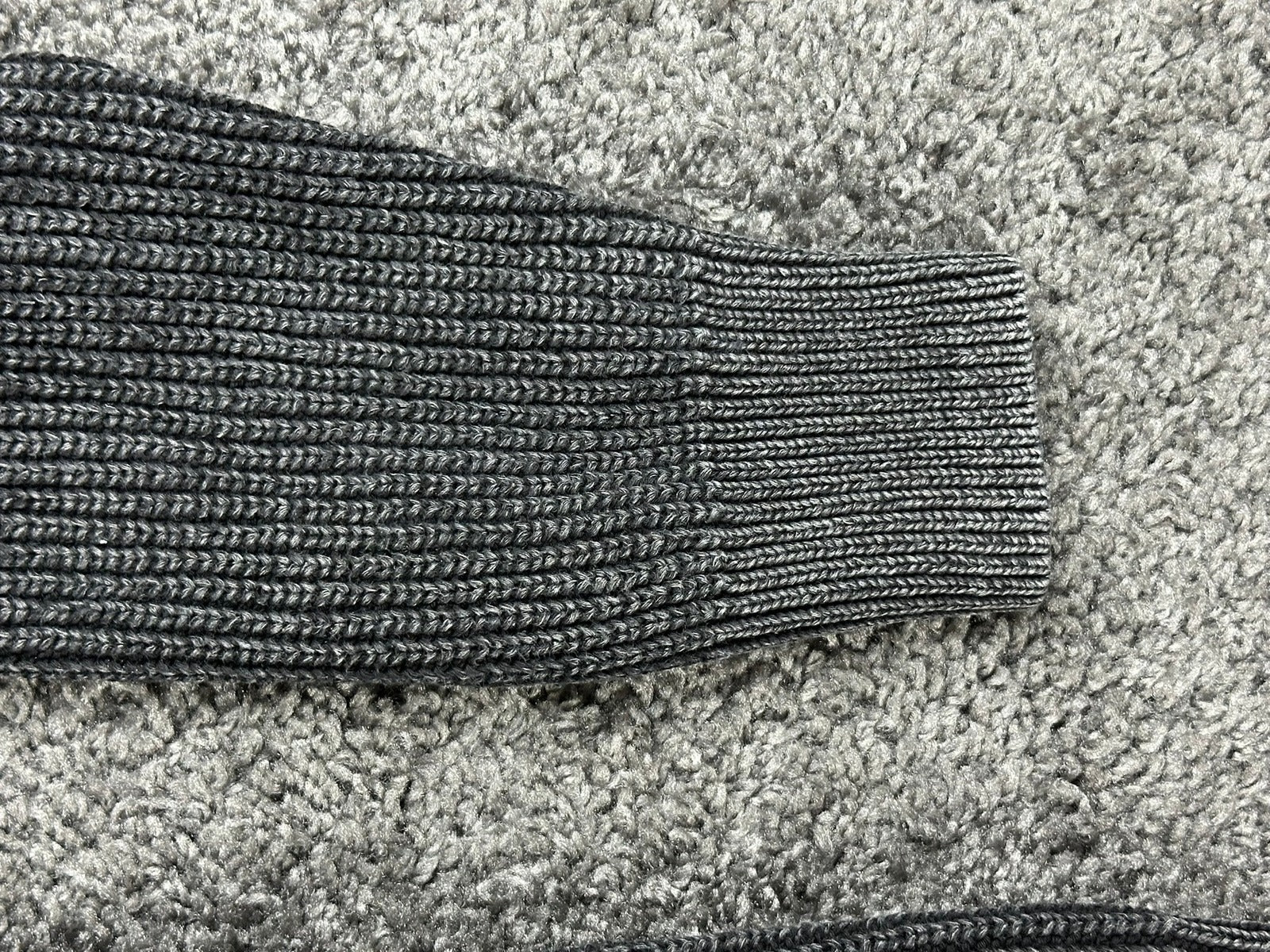 Lucky Brand Mens Medium Charcoal Acid Wash Ribbed Cotton Crewneck Sweater