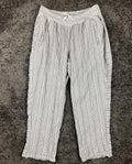 Westbound Pants Linen Blend Striped Wide Leg Women XL Smocked Waist Drawstring