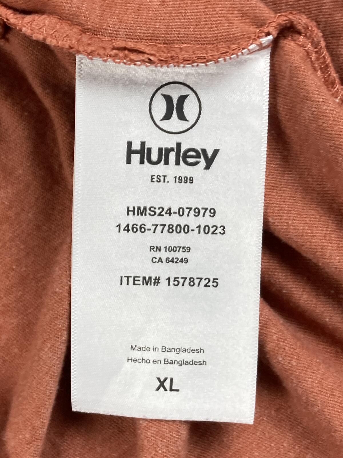Hurley Mens XL Orange Heather Hexagon Sunset Logo Graphic T-Shirt Premium Fit
