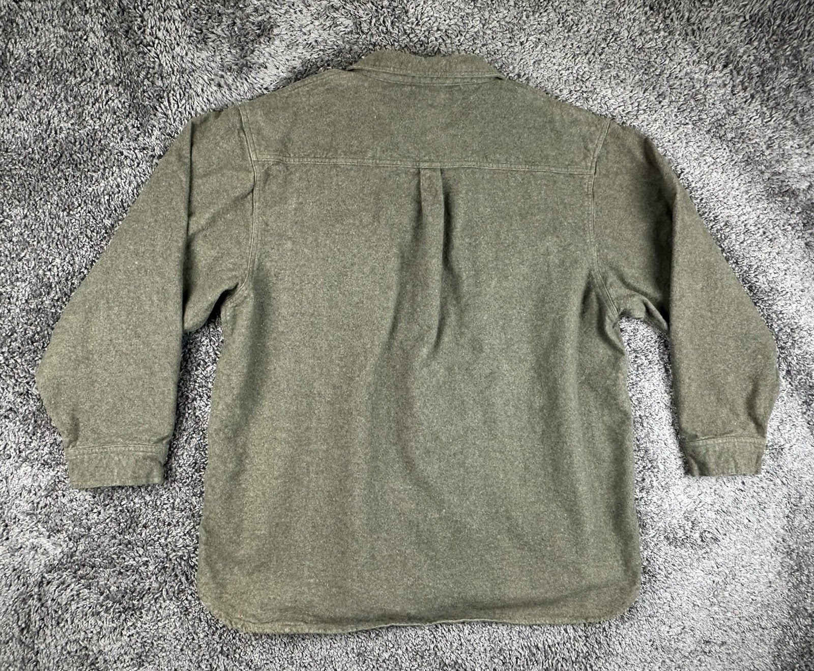 Field & Stream Mens XXL Olive Green Heavy Chamois Flannel Button Up Shirt