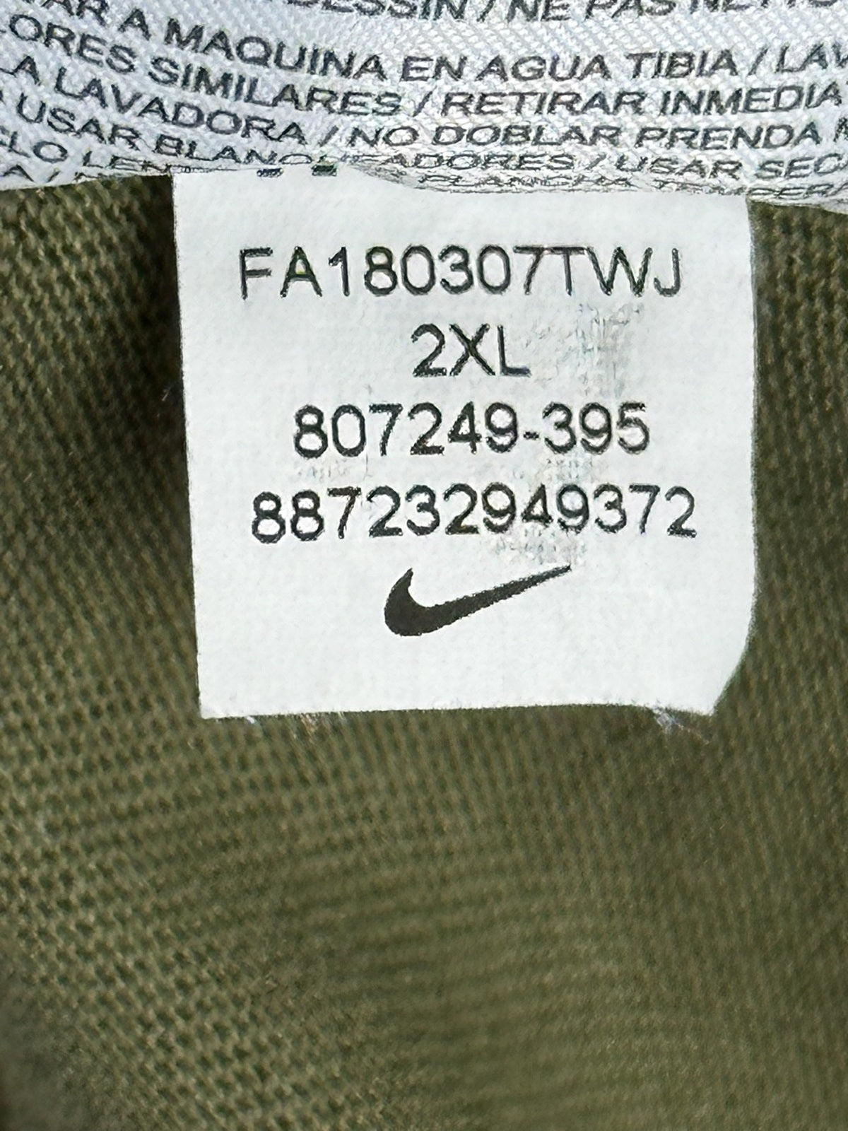 Nike Mens 2XL Olive Green Club Jersey Pullover Lightweight Hoodie Shirt