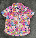 Kate Spade New York Womens Floral Pajama Top Pink Stretch Short Sleeve Sz M