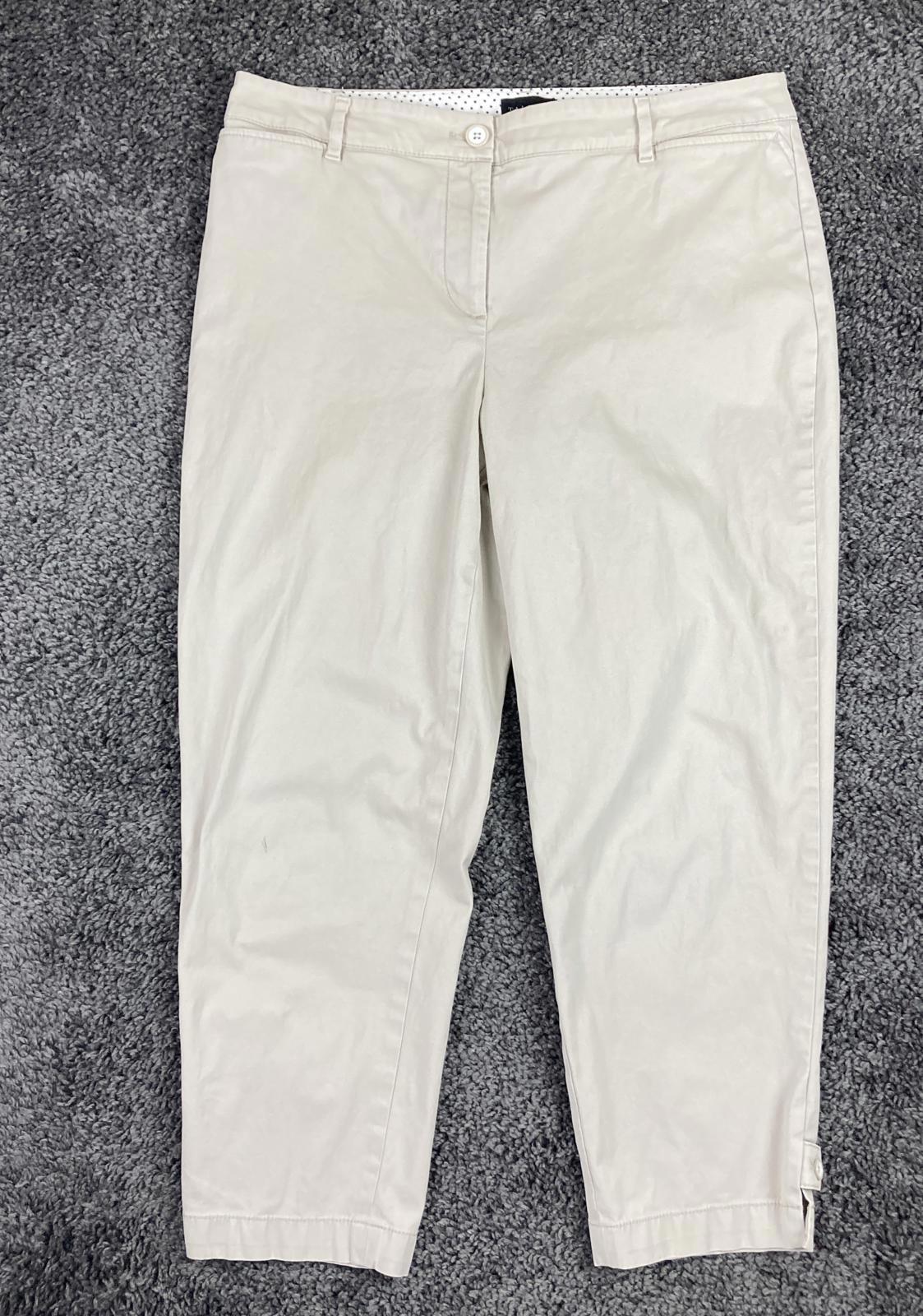Talbots Perfect Crop Pant Women’s 10 Beige Khaki Button Hem Tabs