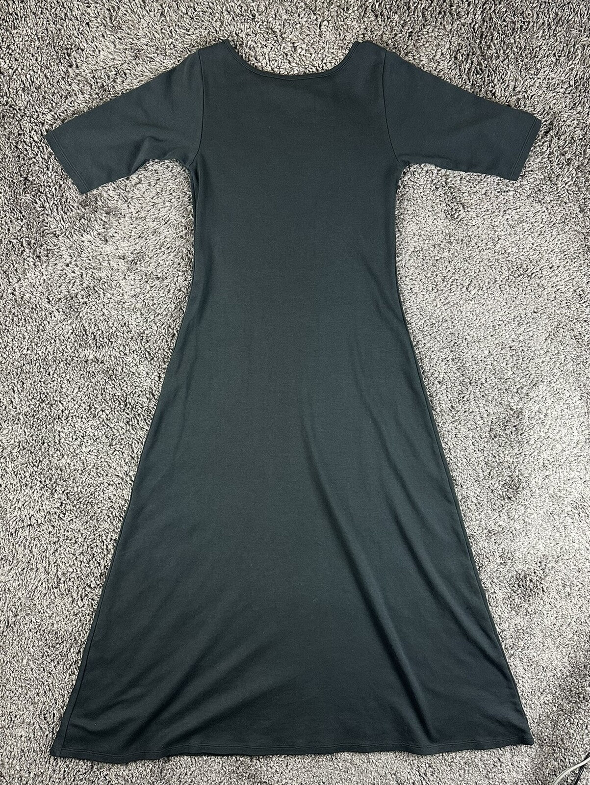 Indigenous Organic Cotton Scoop Neck Half Sleeve Midi Maxi Dress Black S Peru