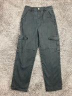 Garage Cargo Pants Women P/S Charcoal Gray Cotton Stretch Straight Leg