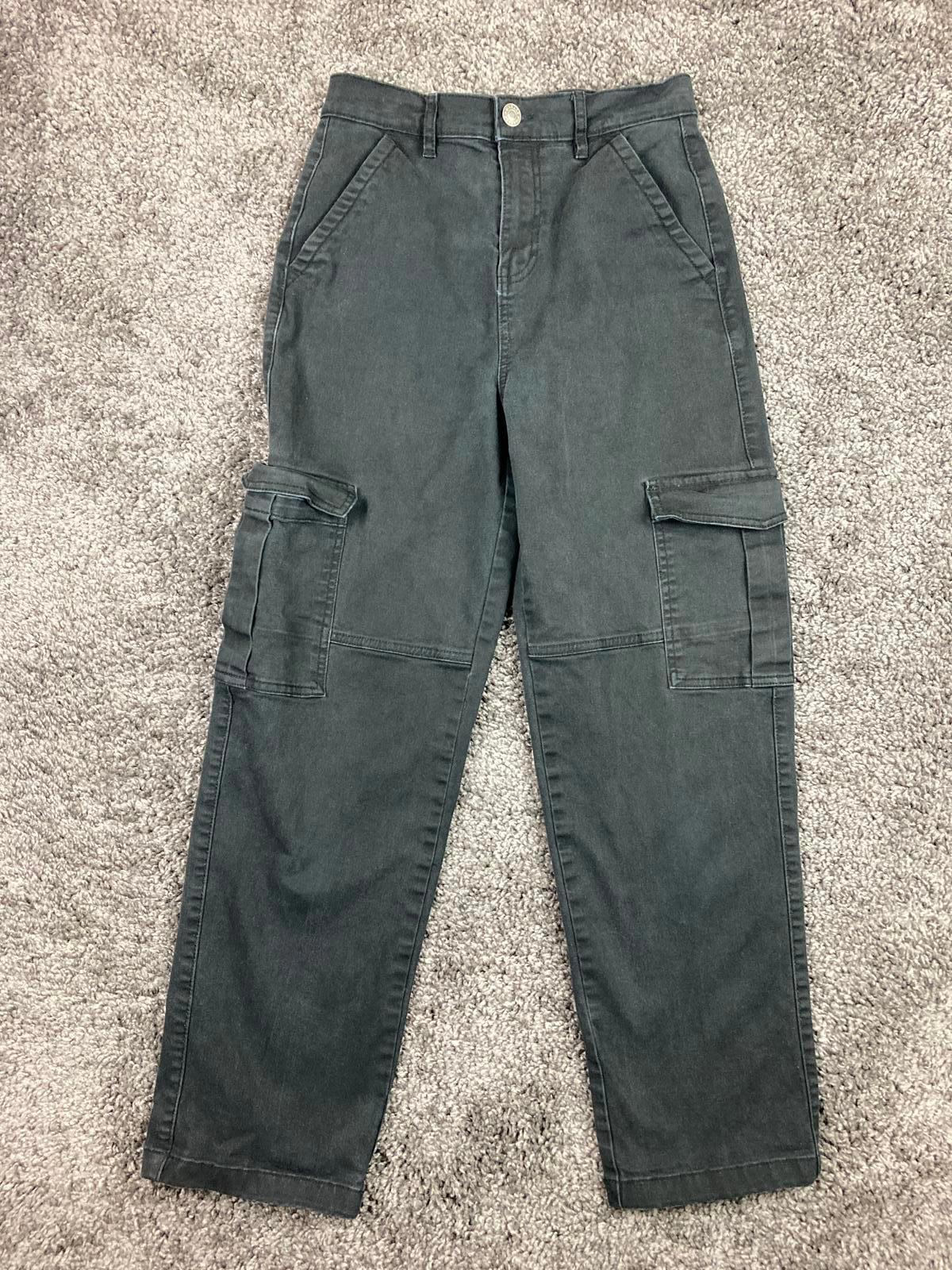 Garage Cargo Pants Women P/S Charcoal Gray Cotton Stretch Straight Leg