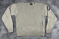 Vtg Faconnable Sweater Mens XL Tan Beige Heavy Cotton Knit Sleeve Patch Pullover